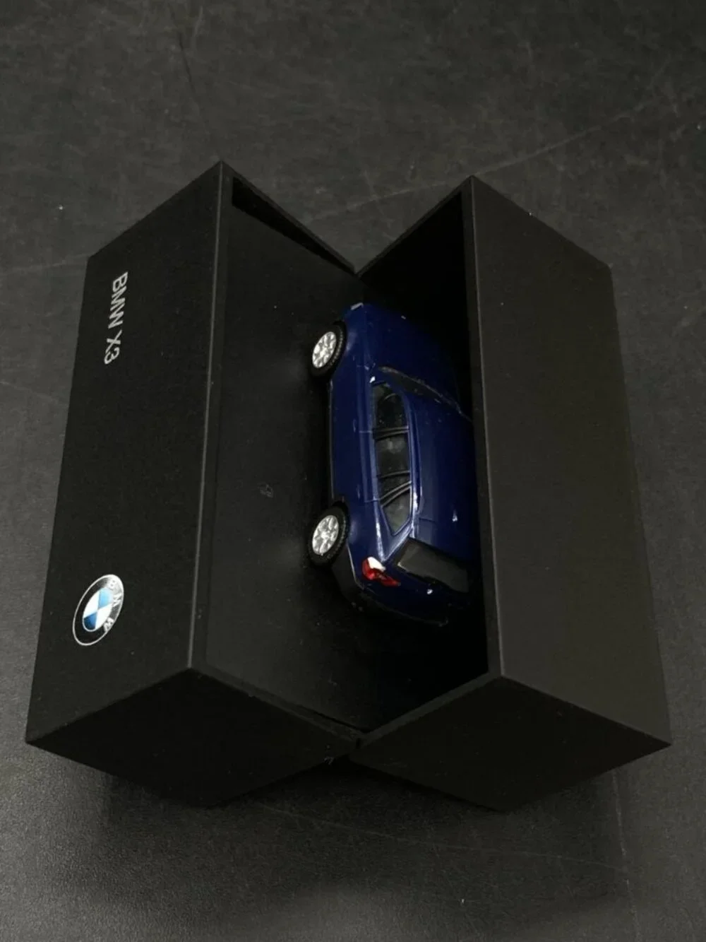 BMW X3 Blue Mini Car 1:87 Scale Miniature Black Box Folding Hidden READ